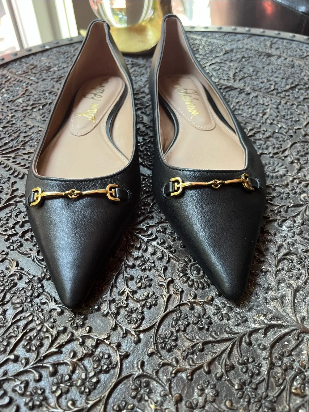SAM EDELMAN NORI POINTED TOE BALLET FLATS BLACK 7